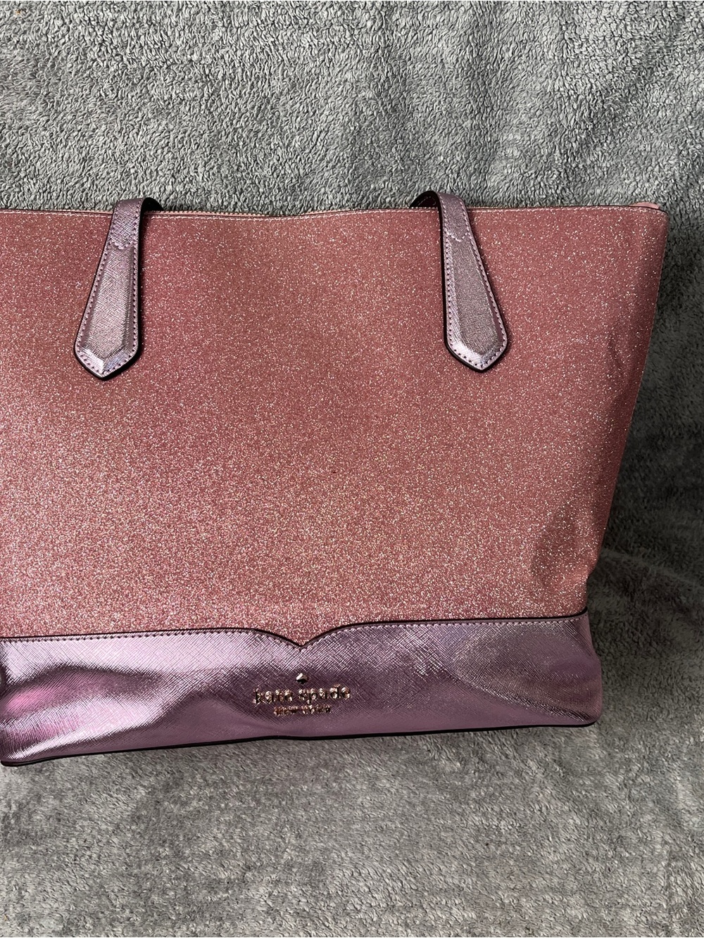 Kate Spade Pink Lola Glitter Tote Bag bling Barbie pink
